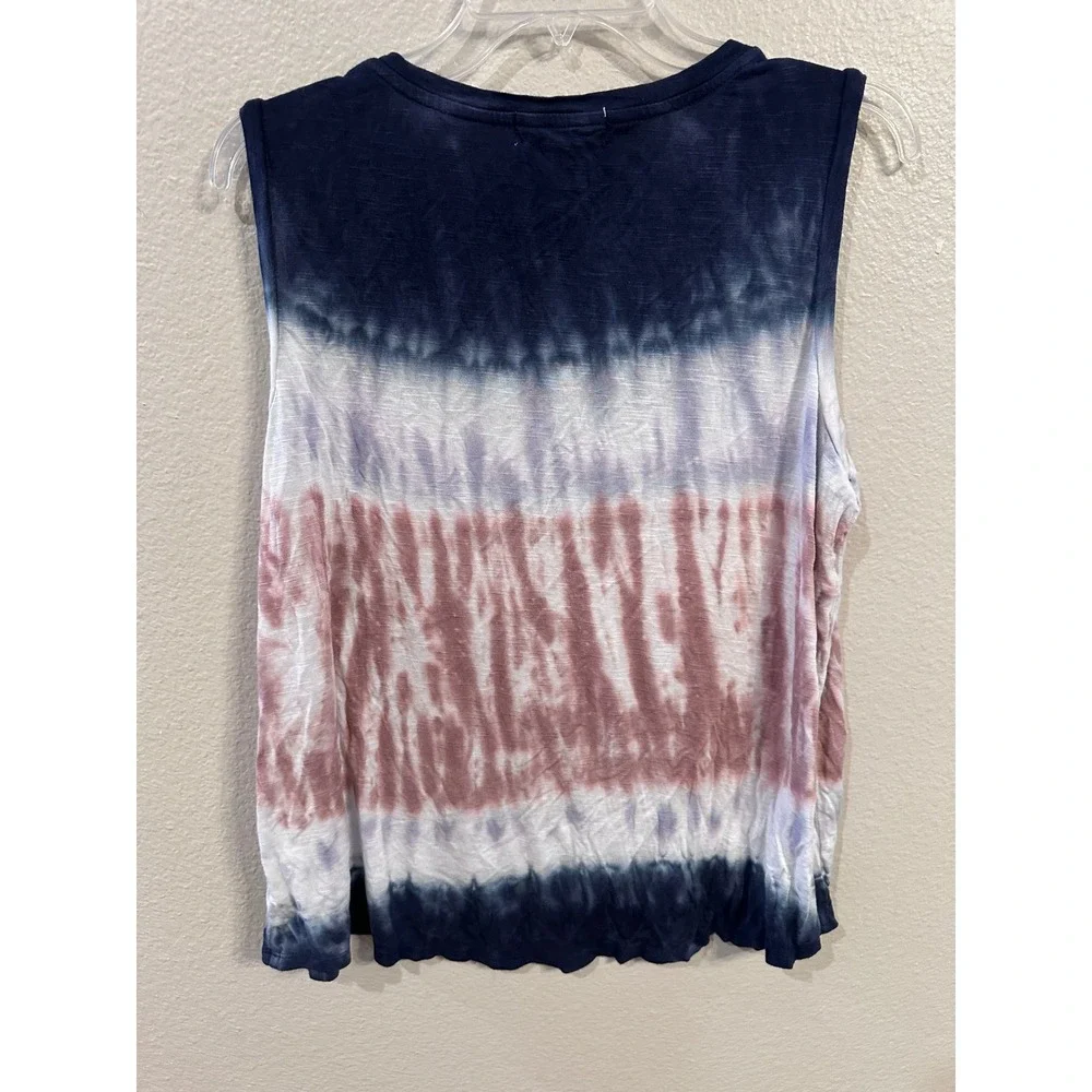 Knox‎ Rose Tank Top L Large Tie Dye Sleeveless Casual Top Blue Pink White - Picture 4 of 4